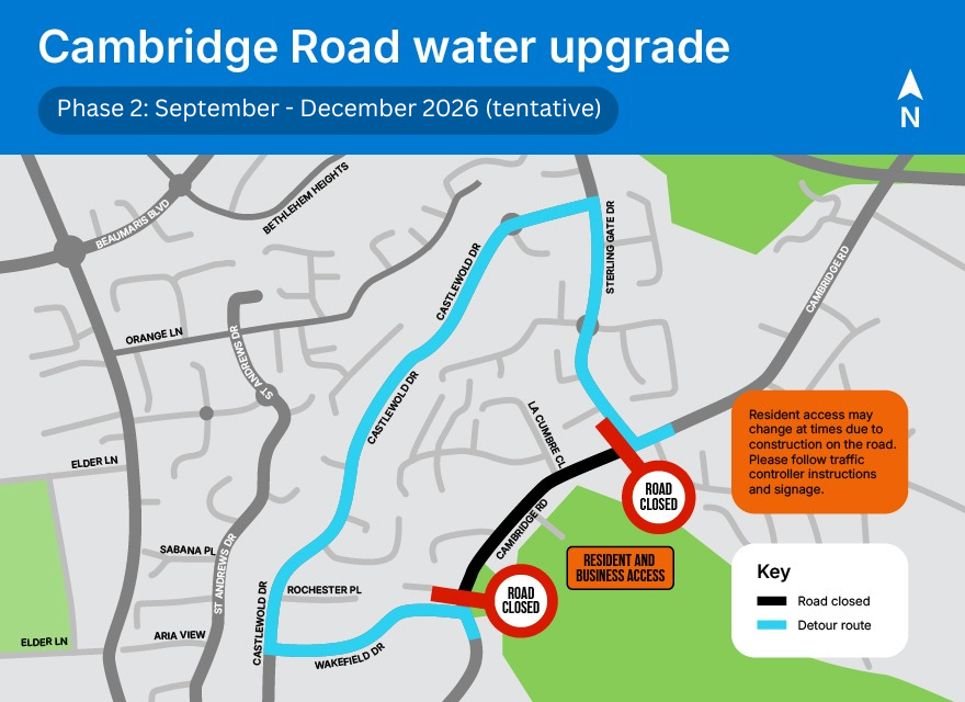Cambridge Road water upgrade phase 2