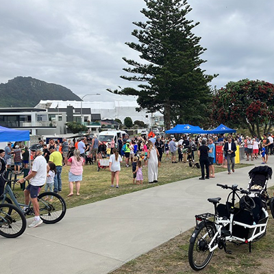People gathered at the mount