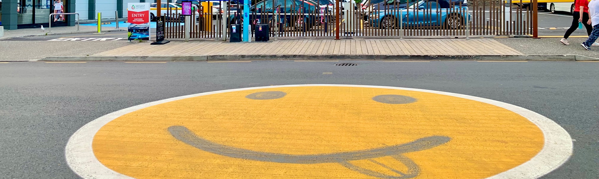 Smiley face roundabout at Mount Maunganui