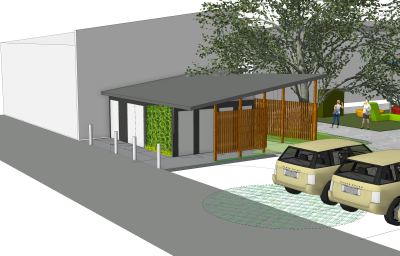Toilet block concept - rear view