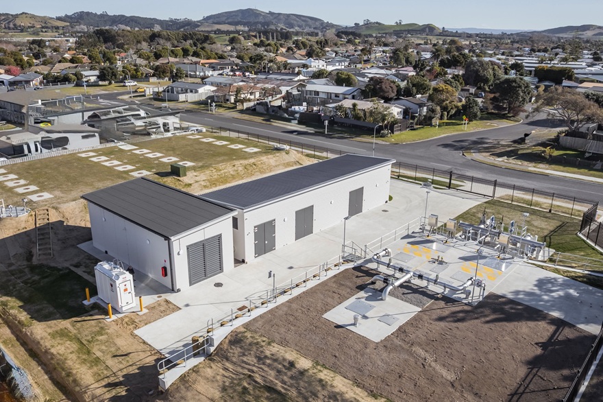 An aerial view of the completed pump station An aerial view of the completed pump station