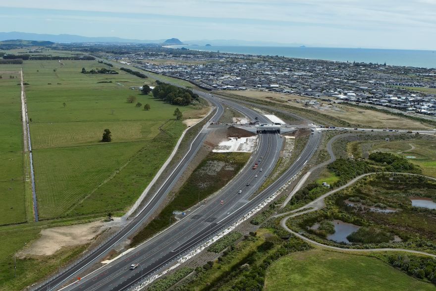 Aerial view of construction progress