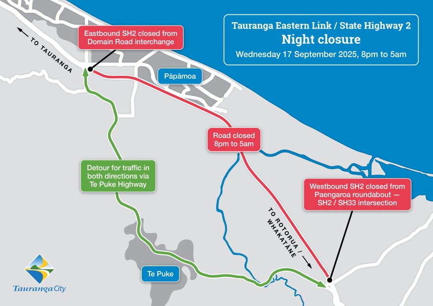 TEL night closure detour map 17 September 2025