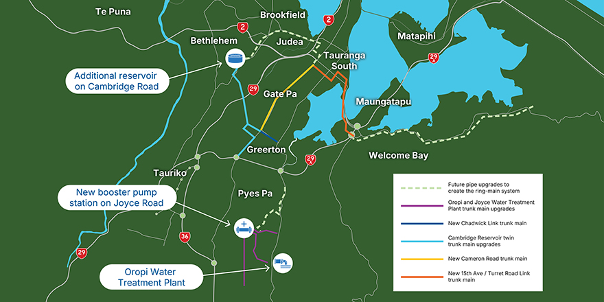 Upgrading the waters infrastructure network in central Tauranga map